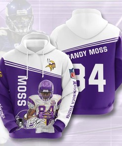 Amazon Sports Team Randy Moss Minnesota Vikings Hoodie 3D