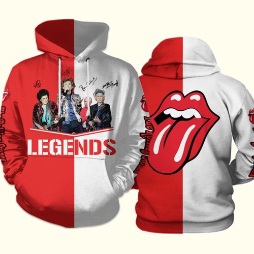 Amazon Sports Team The Rolling Stones Signatures Hoodie 3D Bluefink
