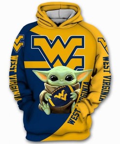 Amazon Sports Team West Virginia Mountaineers Ncaa Baby Yoda Star Wars Hoodie 3D