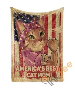 America Best Cat Mom Sherpa Fleece Blanket Gifts for Family, for Couple