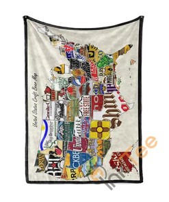 American Beer Map Rectangle Limited Edition Sherpa Fleece Blanket Gifts for Family, for Couple