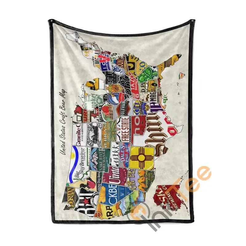 American Beer Map Rectangle Limited Edition Sherpa Fleece Blanket Gifts for Family, for Couple