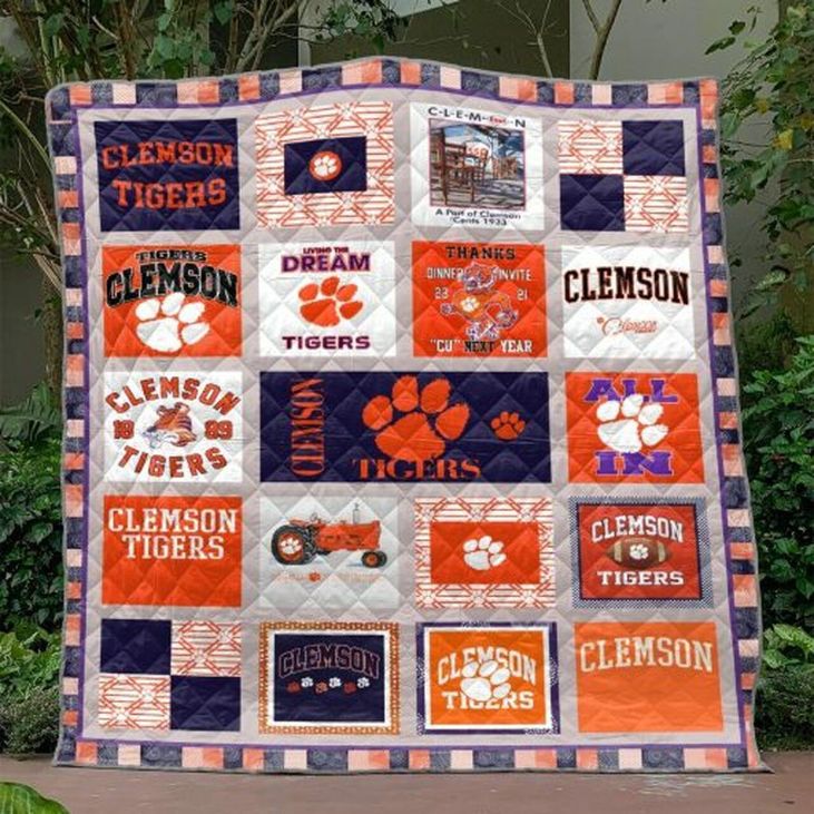 American Football Ncaa Clemson Tigers Quilt Blanket Bedding Set