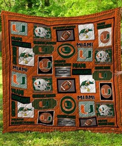 American Football Ncaa Miami Hurricanes Collection Quilt Blanket Bedding Set