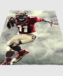 American Football Player Running Sherpa Fleece Blanket Gifts for Family, for Couple