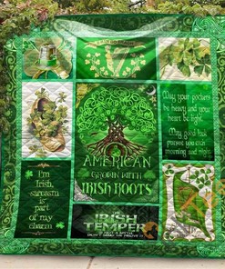 American Grown With Irish Roots Quilt Blanket Bedding Set