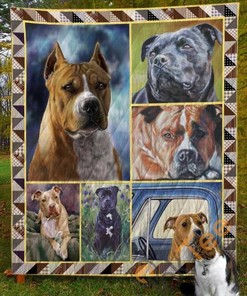 American Staffordshire Terrier Dog V1 Quilt Blanket Bedding Set