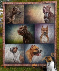 American Staffordshire Terrier Quilt Blanket Bedding Set with 2 Pillowcases