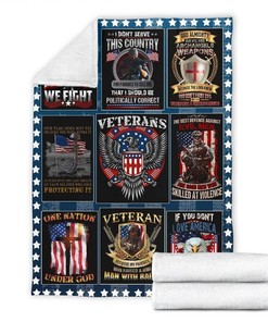 American Veteran Patriot Sherpa Fleece Blanket Gifts for Family, for Couple