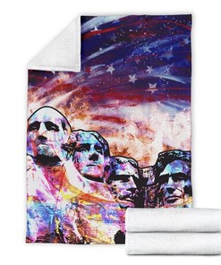 America's Mount Rushmore Patriot Day Sherpa Fleece Blanket Gifts for Family, for Couple
