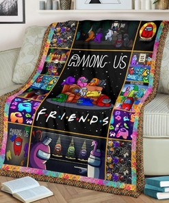 Among Us Friends Fleece Blanket Gift For Fan, Quilt Blanket Bedding Set Gift76