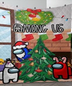 Among Us Gift For Fan, Among Us Christmas Quilt Blanket Bedding Set