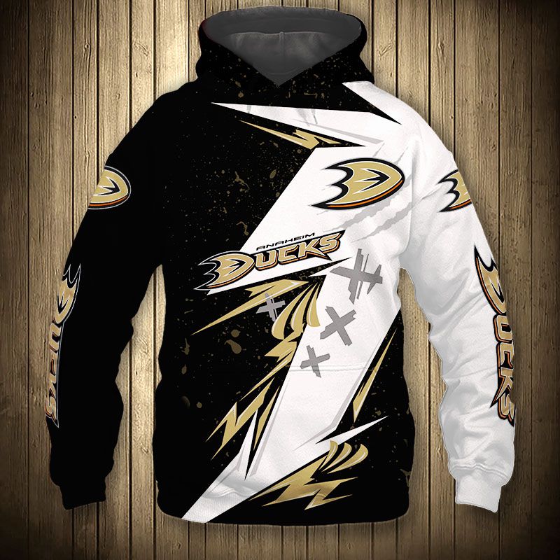 Anaheim Ducks Hoodie 3D Thunder Design Pullover Nhl