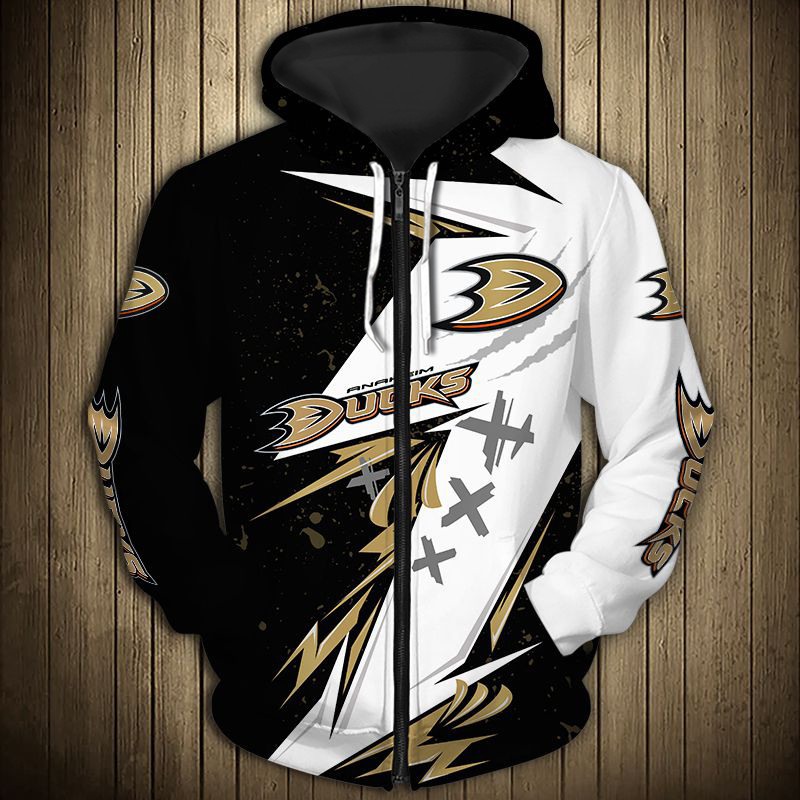 Anaheim Ducks Hoodie 3D Thunder Design Pullover Nhl - Image 3