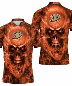 Anaheim Ducks Nhl Fans Skull 3D All Over Print Polo Shirt