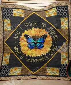 And I Think To Myself Sunflower Butterfly Sunflower Lo Quilt Blanket Bedding Set