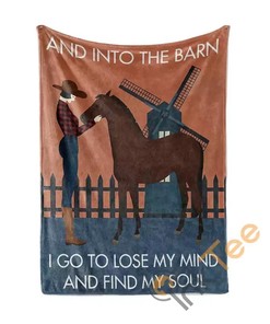 And Into The Barn Horse Sherpa Fleece Blanket Gifts for Family, for Couple
