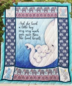 And She A Little Boy Elephant Mom And Baby Quilt Blanket Bedding Set