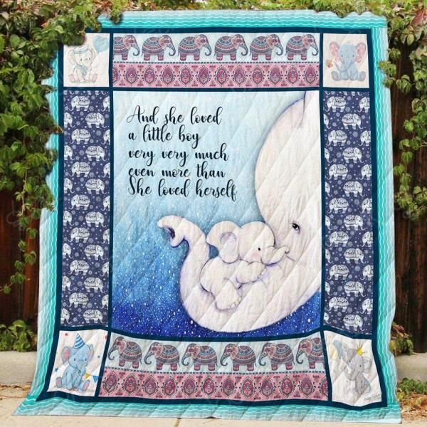 And She A Little Boy Elephant Mom And Baby Quilt Blanket Bedding Set