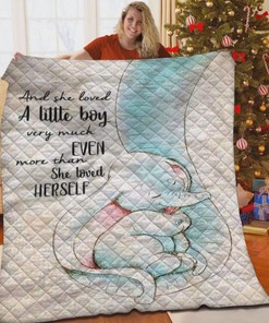 And She A Little Boy Very Much Elephant Family Great Customized Gifts For Birthday Christmas Thanksgiving Quilt Blanket Bedding Set
