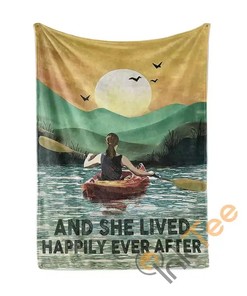 And She Lived Happily After Kayaking Camping Sherpa Fleece Blanket Gifts for Family, for Couple