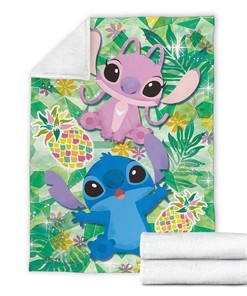 Angel And Stitch Vacation Sherpa Fleece Blanket Gifts for Family, for Couple