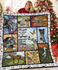 Angels Don't Always Have Wings They Have Paws Greyhound Quilt Blanket Bedding Set