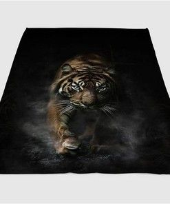 Angry Tiger Sherpa Fleece Blanket Gifts for Family, for Couple