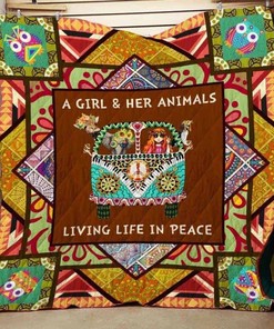 Animal Living Life In Peace Hippie Quilt Blanket