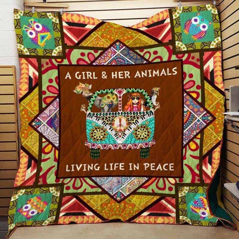 Animal Living Life In Peace Hippie Quilt Blanket Bedding Set