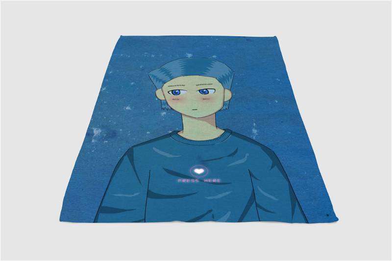 Anime Boy Cute Aesthetic Sherpa Fleece Blanket Gifts for Family, for