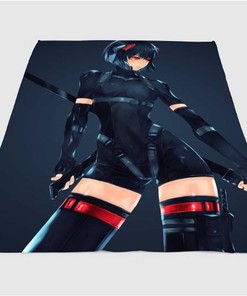 Anime Futuristic Girl Sherpa Fleece Blanket Gifts for Family, for Couple