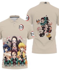 Anime Kimetsu No Yaiba Tanjiro And Nezuko And Inosuke Polo Shirt All Over Print Shirt 3d T-shirt