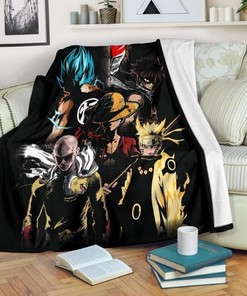 Anime Main Characters Fleece Blanket Gift For Fan, Premium Comfy Sofa Throw Blanket Gift