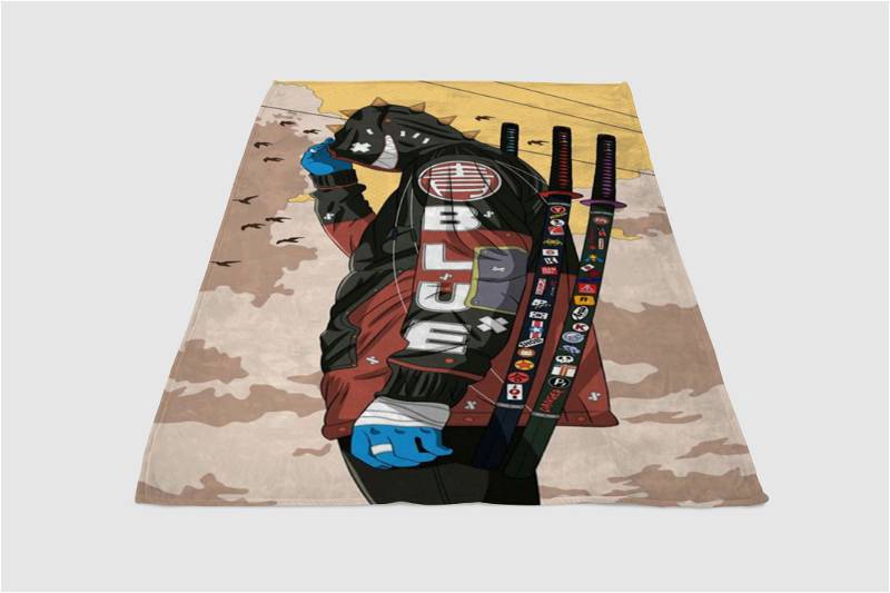 Anime Samurai Sherpa Fleece Blanket Gifts for Family, for Couple