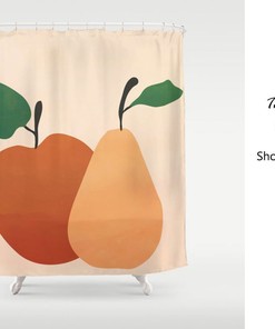 Apple Pear Shower Curtain, Funny Bathroom Decor, Waterproof And Washable Shower Curtain