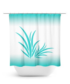 Aqua Blue Beach Shower Curtain, Coral Reef Tropical Shower Curtain For Under The Sea Bathroom Decor