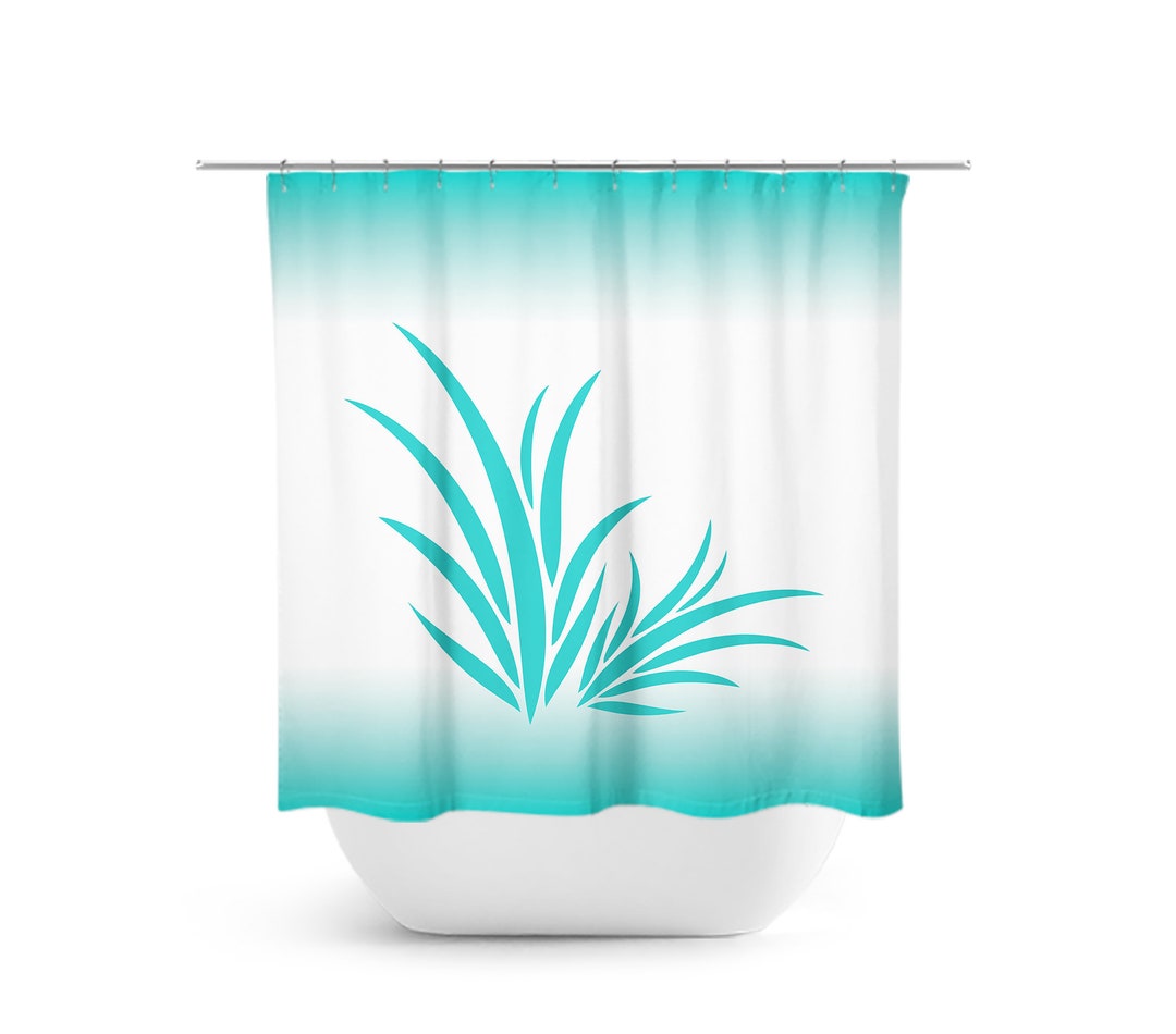Aqua Blue Beach Shower Curtain, Coral Reef Tropical Shower Curtain For