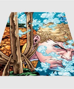 Aquaman Comic Version Dc Sherpa Fleece Blanket Gifts for Family, for Couple