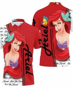 Ariel Little Mermaid Cartoon 3D All Over Print Polo Shirt
