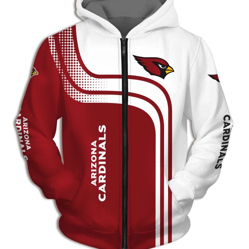 Arizona Cardinals Hoodie 3D One Way Zip Hoodie - Image 3