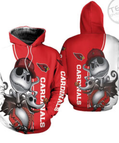 Arizona Cardinals Jack Skellington And Zero 3D Hoodie