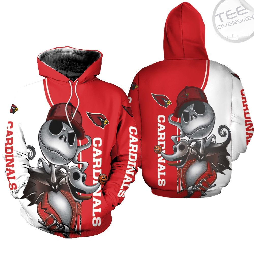 Arizona Cardinals Jack Skellington And Zero 3D Hoodie