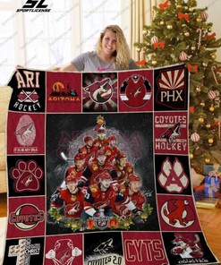 Arizona Coyotes Christmas Tree Quilt Blanket Bedding Set