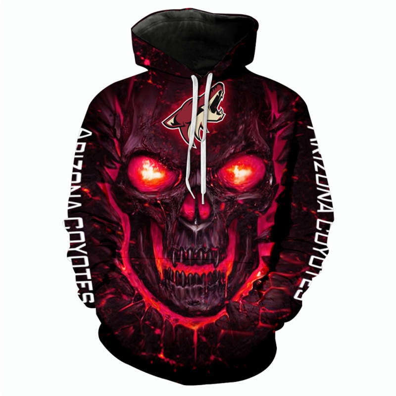 Arizona Coyotes Halloween Hoodie 3D Skulls Pullover Nhl