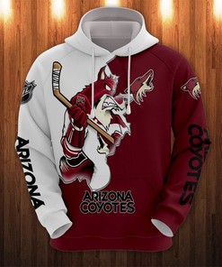 Arizona Coyotes Hoodie 3D Cartoon Graphic Zip Hoodie for Fan