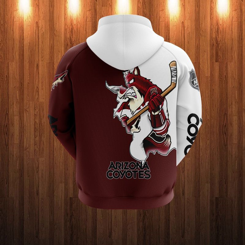 Arizona Coyotes Hoodie 3D Cartoon Graphic Zip Hoodie for Fan - Image 2