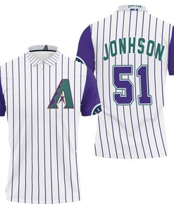 Arizona Diamondbacks Randy Johnson 51 2020 Mlb White Purple Jersey Inspired 3D All Over Print Polo Shirt