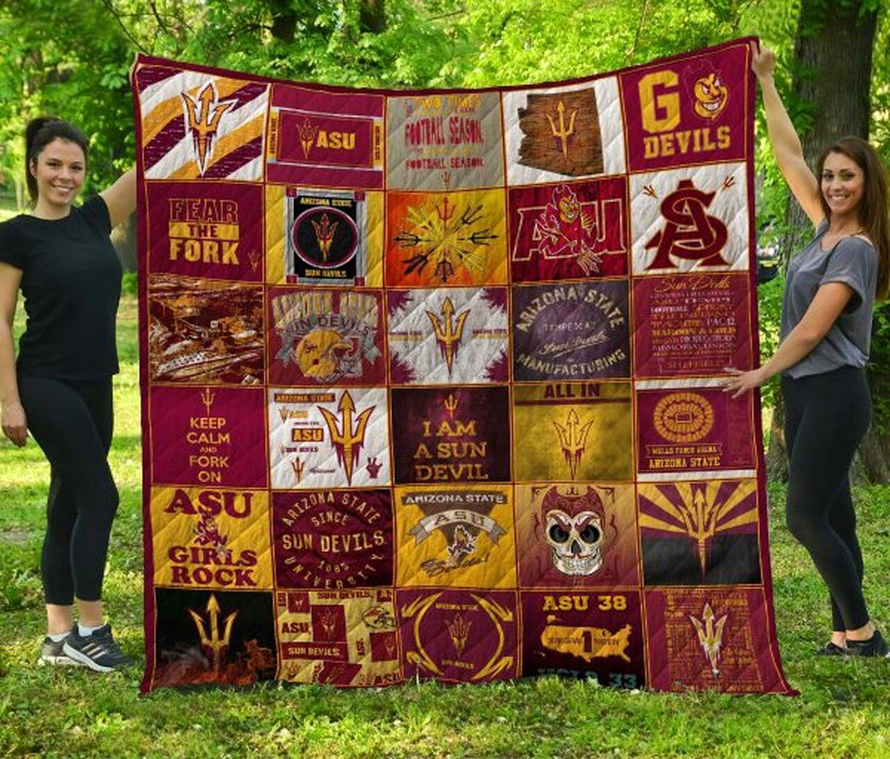 Arizona State Sun Devils Coloful Ncaa Quilt Blanket Bedding Set