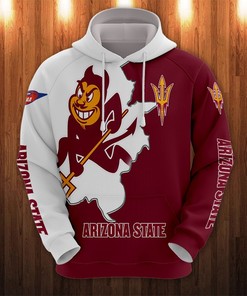 Arizona State Sun Devils Hoodie 3D Zip Hoodie Mascot Long Sleeve Gift for Fan
